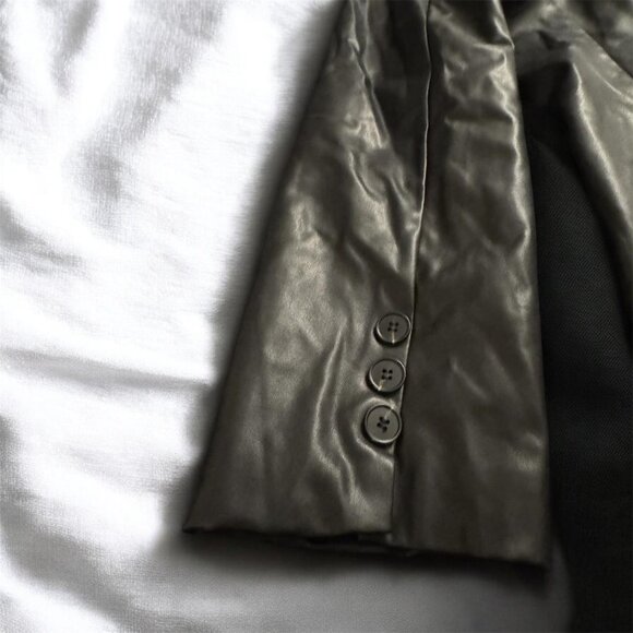 Nova Vintage Fashion Nova Black Faux Leather Blazer Jacket Womens Medium - Picture 4 of 6